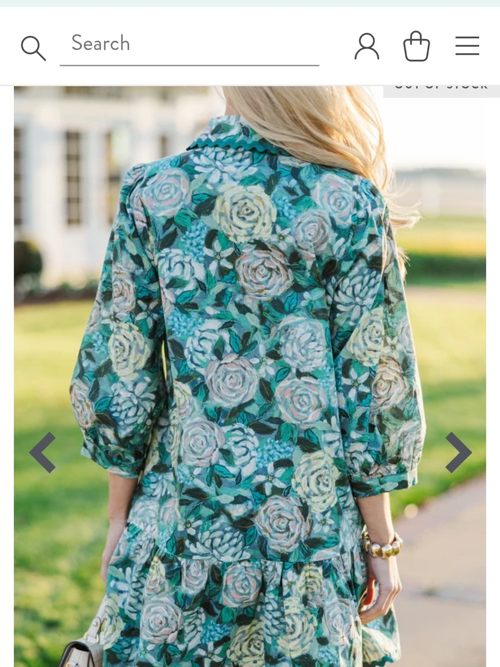 Entro Teal Green Floral Ric-Rac Scallop Mini Dress Cotton Pockets Size M - Picture 9 of 10